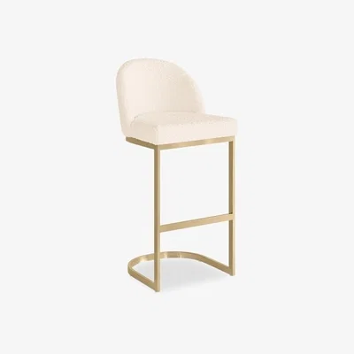 Cult Furniture Matteo Bar Stool with Backrest, Ivory White Boucle