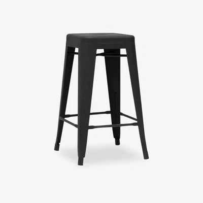 Cult Furniture Xavier Pauchard Tolix Style Metal Kitchen Stool, Matte Black Size: 65cm