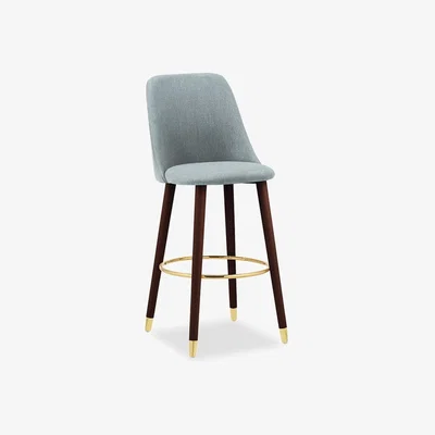 Cult Furniture £50 Off Primrose Bar Stool, Dusky Blue Leg Style: Walnut & Gold