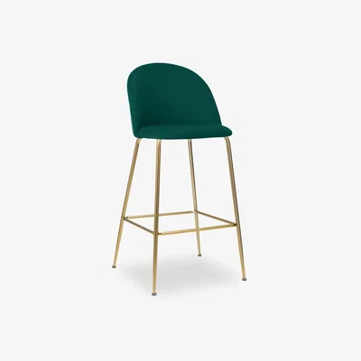 Cult Furniture Heather Bar Stool, Teal Velvet Leg Colour: Brass