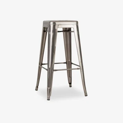 Cult Furniture Xavier Pauchard Tolix Style Metal Bar Stool, Gunmetal  Matte, Size: 75cm