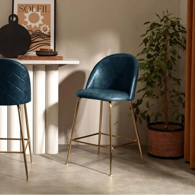 Cult Furniture £60  Off   Heather Bar Stool, Teal Leg Colour: Chrome