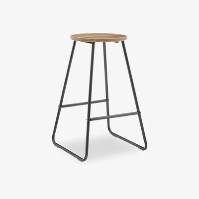 Cult Furniture Shadwell Kitchen Stool, Natural & Gunmetal