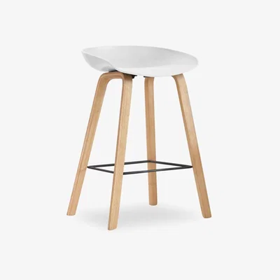 Cult Furniture £40 Off Milano Kitchen Stool, White & Natural Size: 65cm