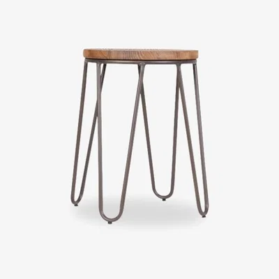 Cult Furniture £14 Off Hairpin Low Stool, Elm Wood & Rustic Seat Colour: Natural Wood Seat
