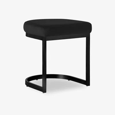 Cult Furniture Matteo Low Stool, Black Velvet Leg Colour: Black