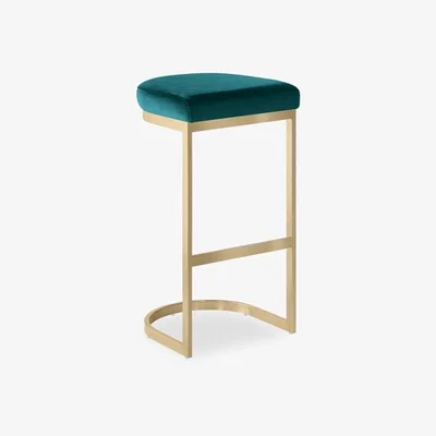 Cult Furniture Matteo Bar Stool, Teal Recycled Velvet