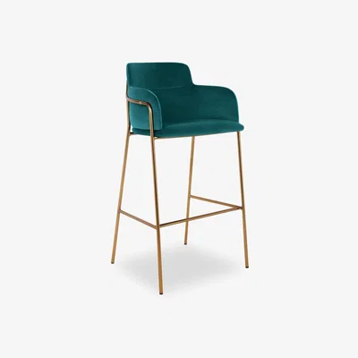 Cult Furniture Harriet Bar Stool, Teal Recycled Velvet