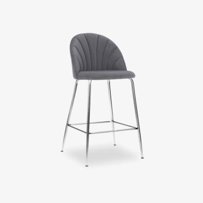 Cult Furniture £30  Off  Sylvia Kitchen Stool, Grey Velvet Leg Colour: Chrome