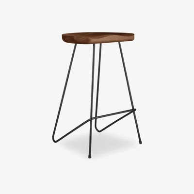 Cult Furniture Norse Metal Kitchen Stool, Walnut & Black