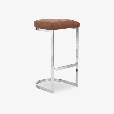 Cult Furniture Matteo Bar Stool, Tan Leg Colour: Chrome