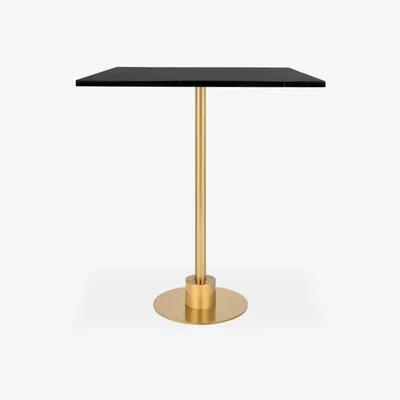 Cult Furniture Harrow Square Bar Table, Black Marble & Brass Size: 70cm