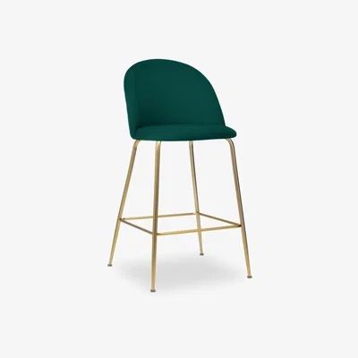 Cult Furniture £20  Off   Heather Kitchen Stool, Teal Velvet Colour: Brass