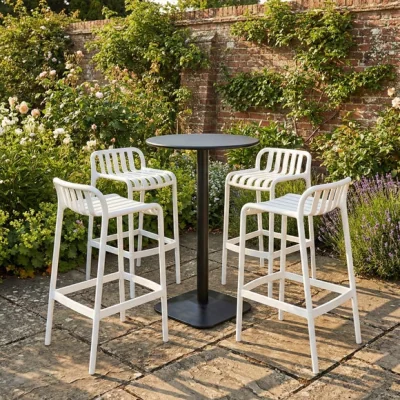 Dunelm Emil Round Bar Table with 4 Elsa Barstools