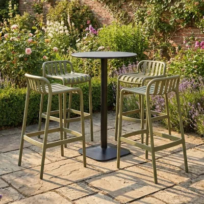 Dunelm Emil Round Bar Table with 4 Elsa Barstools