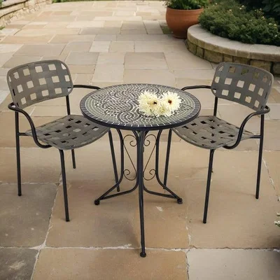 Dunelm Summer Terrace Atlanta Round Bistro Table with 2 Karin Chairs