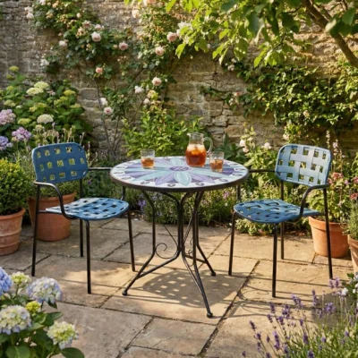 Dunelm Fairgrove Bistro Table with 2 Karin Armchairs