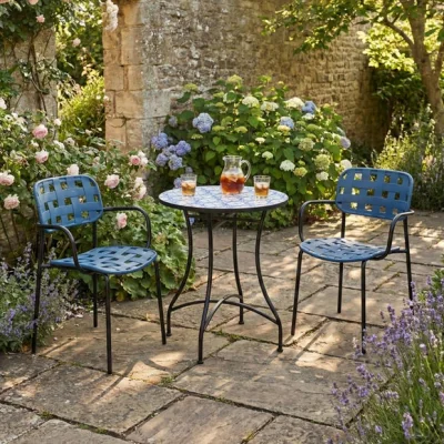 Dunelm Nashville Bistro Table with 2 Karin Armchairs