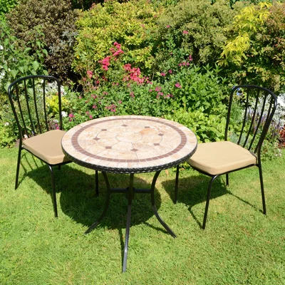 Dunelm Riverside 76cm Bistro Table with 2 Milton Chairs Set Brown