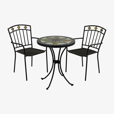 Dunelm Memphis 60cm Bistro Table Set with 2 Mayfield Chairs