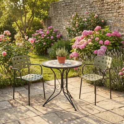 Dunelm Maribelle Bistro Table with 2 Karin Armchairs