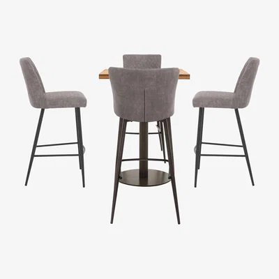 Furniture Village Earth Bar Table and 4 Earth Upholstered Bar Stools
