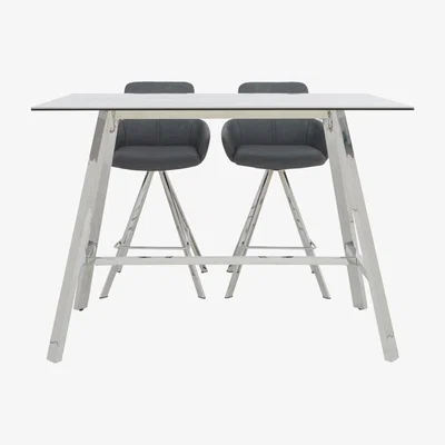 Furniture Village Vegas Bar Table with 2 Faux Leather Swivel Barstools with Arms