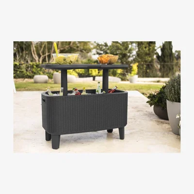 Furniture123 Black Plastic Outdoor Cool Bar Table - Keter Bevy Bar