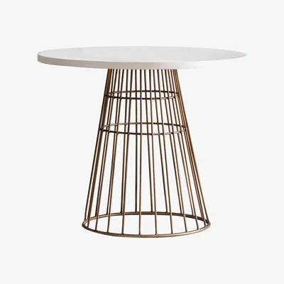 Furniture123 Round Bistro Table White and Gold - Caspian House