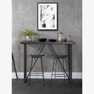 Furniture123 Industrial Style Teak & Iron Bar Table 1.4m