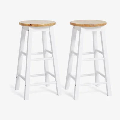 Habitat Habitat Pair of Wooden Bar stools - Two Tone