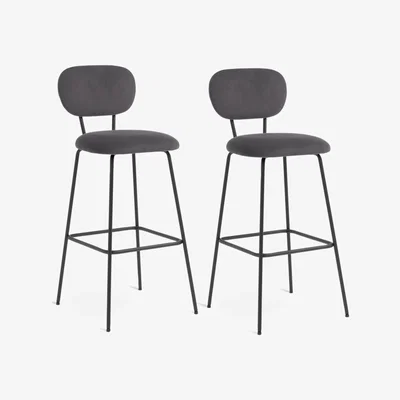 Habitat Habitat Ariana Pair of Velvet Bar Stools - Dark Grey