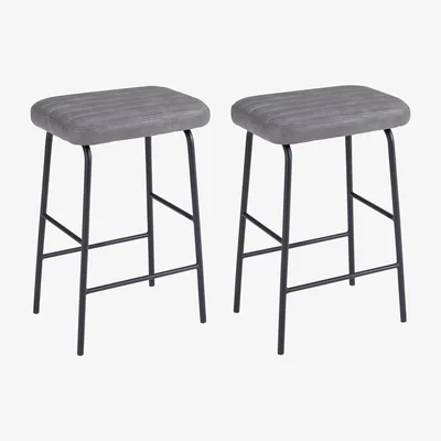 Habitat Habitat Logan Pair of Faux Leather Bar Stool - Grey