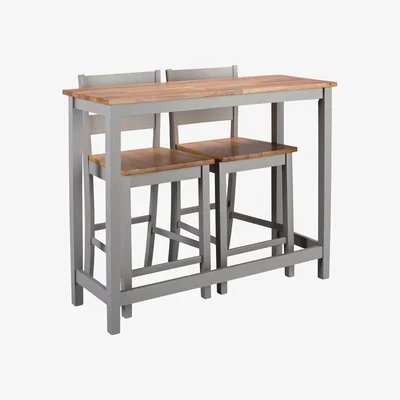 Habitat Habitat Chicago Bar Table and 2 Stools - Grey