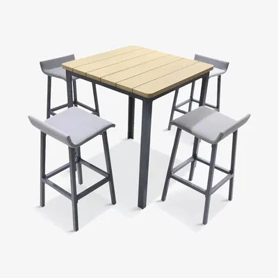 John Lewis LG Outdoor Venice 4-Seater Square Garden Bar Table & Stools Set, Graphite