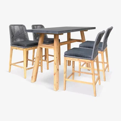 John Lewis Suntime Seville 4-Seater Garden Bar Table & Stools Set, Grey