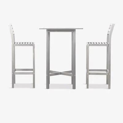 John Lewis Gallery Direct Sacra 2-Seater Acacia Wood Garden High Bar Table & Stools Set