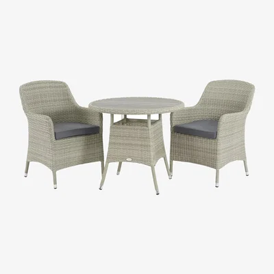 John Lewis Bramblecrest Tetbury 2-Seater Round Garden Bistro Table & Chairs Set, Cloud