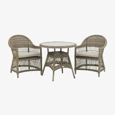 John Lewis Bramblecrest RHS Rosemoor 2-Seater Round Garden Bistro Table & Chairs Set, Latte