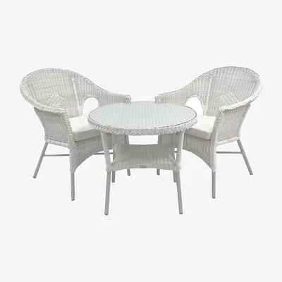 John Lewis Daro Cebu 2-Seater Garden Bistro Table & Chairs Set, Antique White Wash