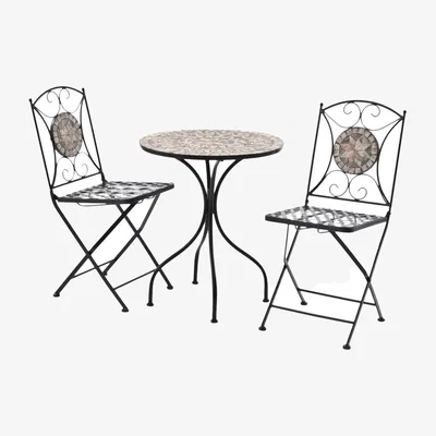 John Lewis Suntime Algiers 2-Seater Mosaic Garden Bistro Table & Folding Chairs Set