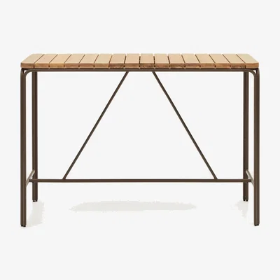 Kave Home Salguer solid acacia & brown steel bar table, outdoor suitable, 140 x 70 cm FSC 100%