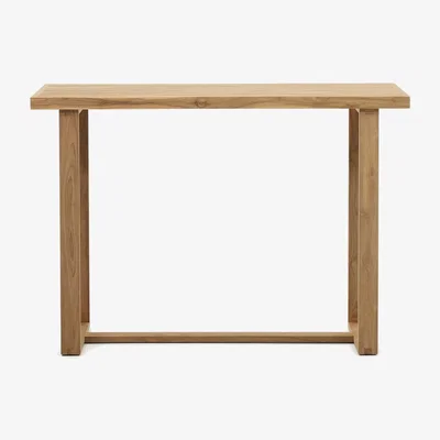 Kave Home Canadell 100% outdoor solid recycled teak bar table, 140 x 70 cm