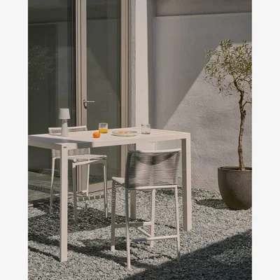 Kave Home Culip aluminium outdoor bar table in powder coated white finish, 150 x 77 cm