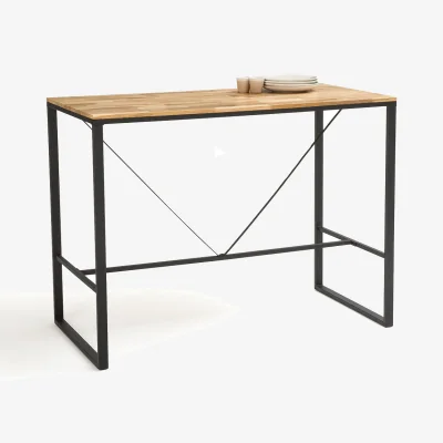 La Redoute Hiba High Bar Table in Oak & Metal (Seats 4-6)