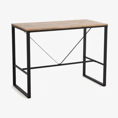 La Redoute Hiba Industrial Breakfast Bar in Oak/Steel, Seats 4