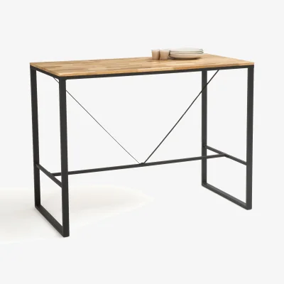 La Redoute Hiba High Bar Table in Oak & Metal (Seats 4-6)