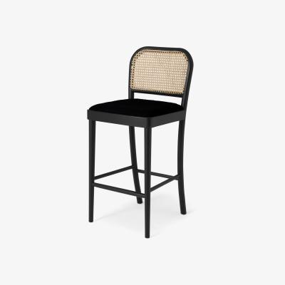Made.com Raleigh Bar Stool, Rattan & Black Boucle