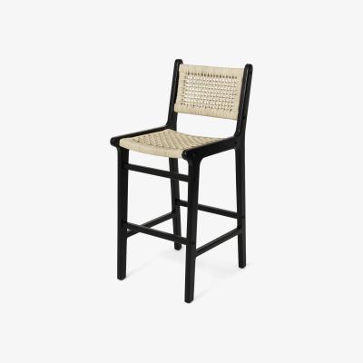 Made.com Modica Bar Stool, Rattan & Matte Black