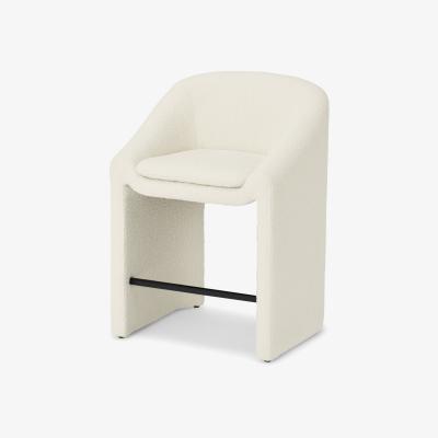 Made.com Shona Counter Height Bar Stool, Whitewash Boucle